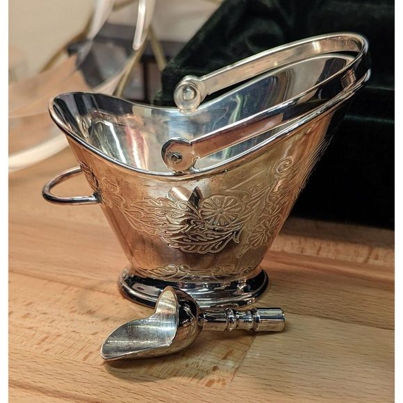 Vintage 7 pc Neiman Marcus Silver-Plated Serving Set in Green Velvet Box - Picture 15 of 16